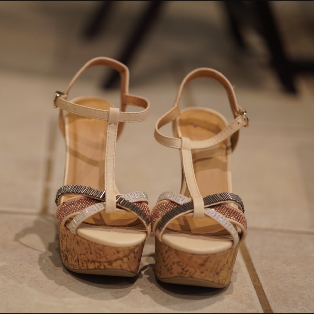 Boho Platform Wedge Sandal Beads & Rhinestone